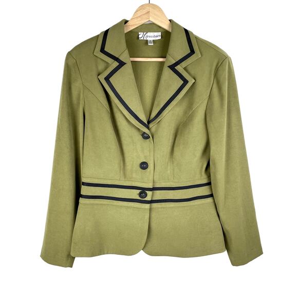 90s Vintage Green Vegan Suede Pointed Collar Cinched Waist Blazer Jacket Size S - Picture 1 of 8